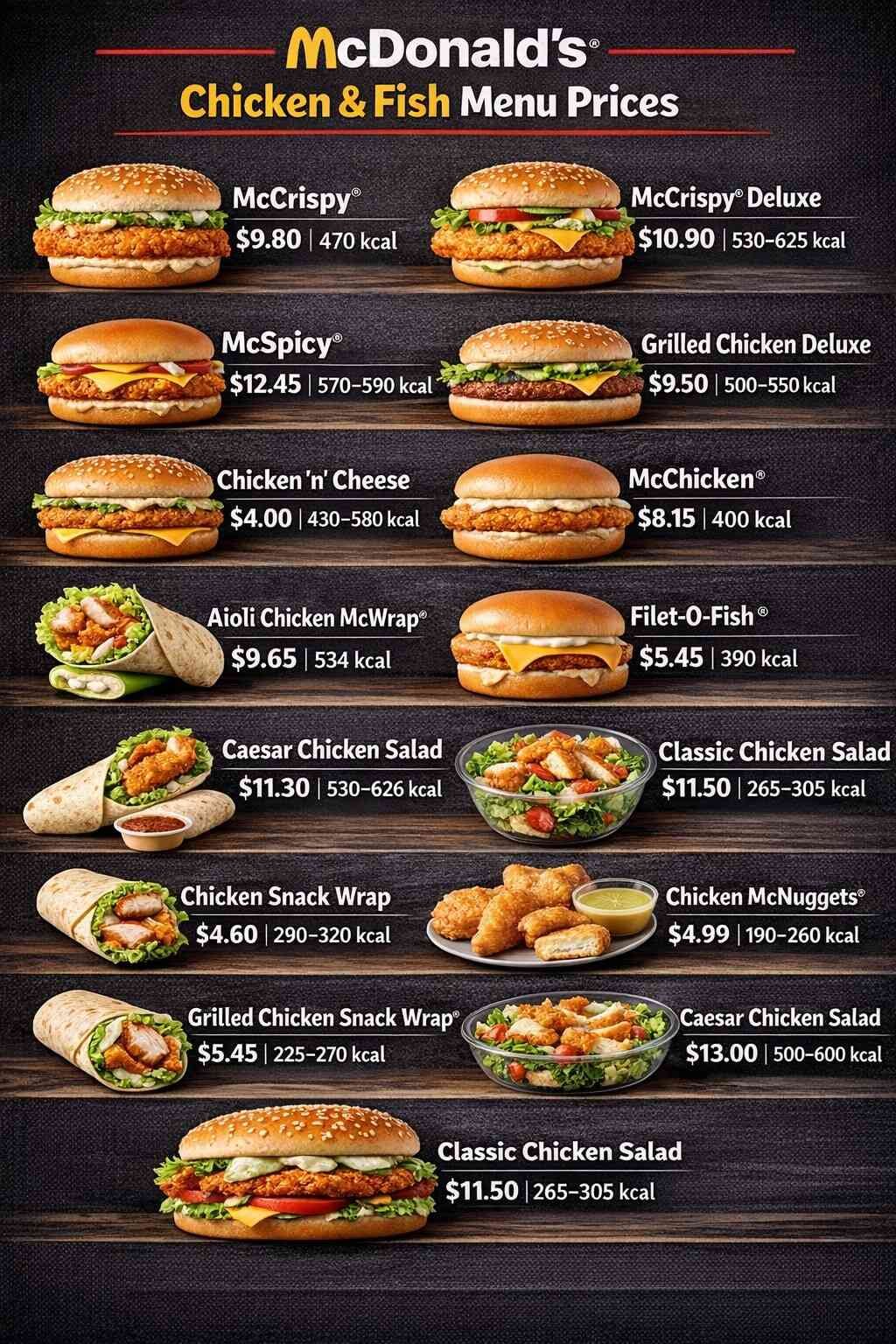 Mcdonald's Chicken & Fish Menu